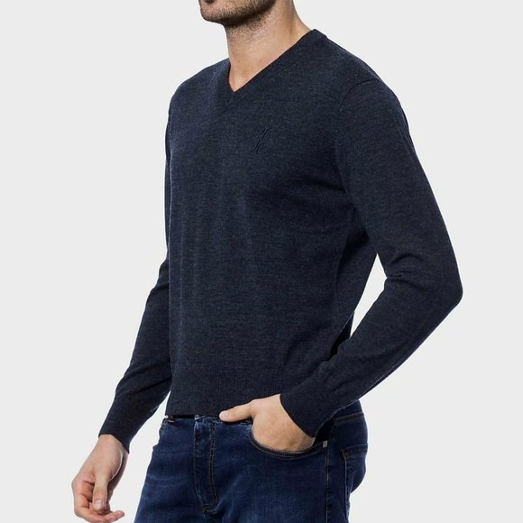 Raffi Men's V-Neck Sweater in Charcoal Gray - Picture 8 of 13